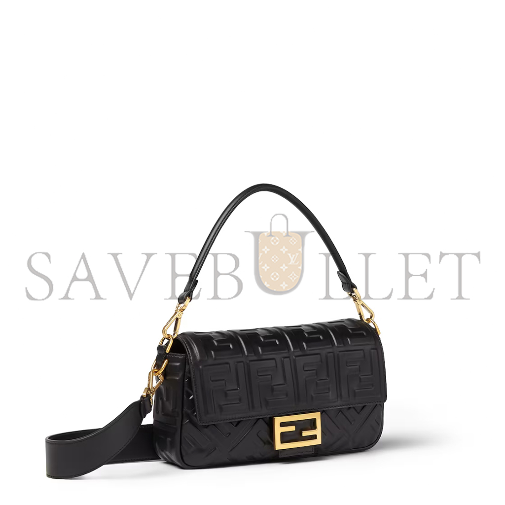 FENDI BAGUETTE BLACK LEATHER BAG 8BR600AT57F15ZW (27*15*6cm)